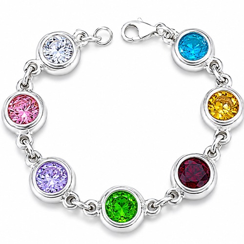 Sterling silver bulky cubic zirconia multicolour stone bracelet 16mm wide