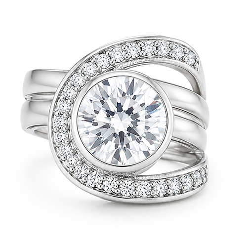 Sterling silver Harmony whimsical design cubic zirconia design ring 21mm wide