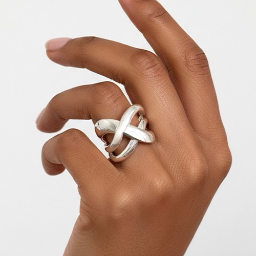 Sterling silver abstract lines design solid band ring 20mm wide