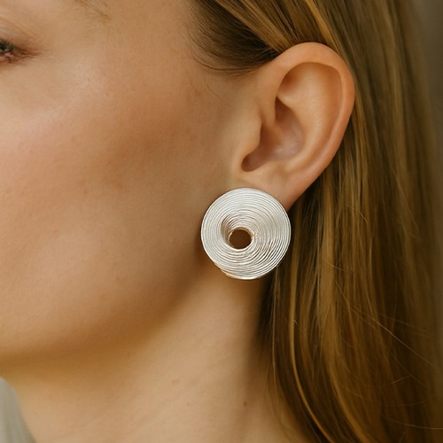 Sterling silver modern twirl twist stud earrings 20mm size