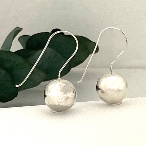 Sterling silver classic silver ball hook hanging earrings 14mm, 16mm or 20mm ball size
