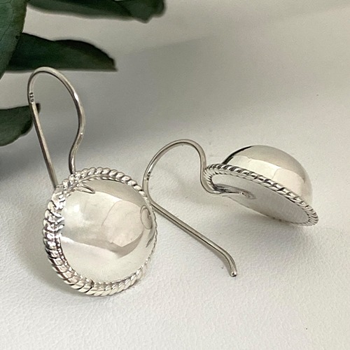 Sterling silver ball dome hanging earrings 13mm or 17mm ball size