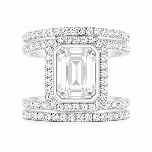 Sterling silver Amari design white cubic zirconia band ring 19mm wide