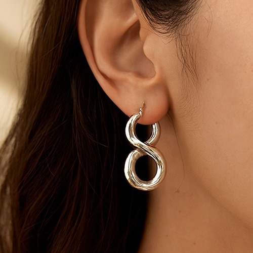 Sterling silver bold infinity shape clip hoop earrings 40mm long