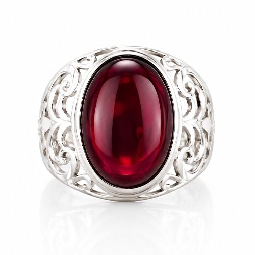 Sterling silver Belo design fillagree band oval red stone band ring 20mm wide