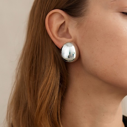 Sterling silver bold dome round drop stud earrings 30mm size