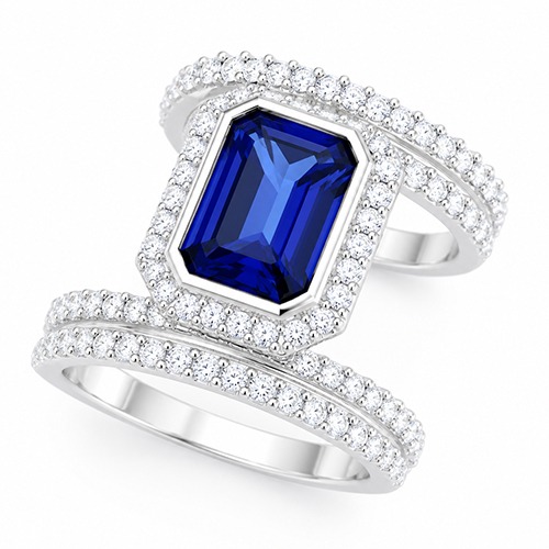 Sterling silver Amari design blue tanzanite cubic zirconia band ring 19mm wide