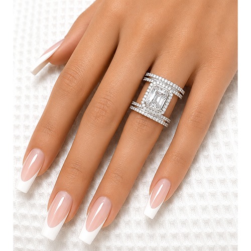 Sterling silver Amari design white cubic zirconia band ring 19mm wide - Image 3