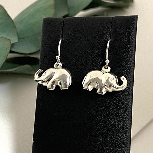 Sterling silver elephant hanging earrings 25mm long