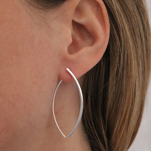 Sterling silver modern unique fine design hanging earrings 40mm long