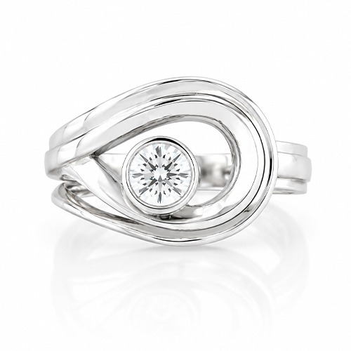 Sterling silver Letitia design simple loop design cubic zirconia band ring 13mm wide