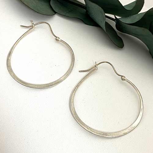 Sterling silver large oval shape unique clip hoop earrings 55mm size