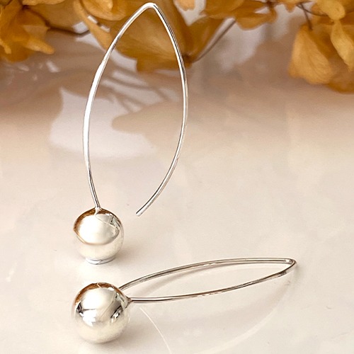 Sterling silver classic 10mm ball hanging earrings 45mm long