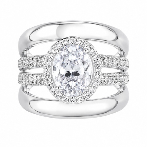 Sterling silver Linda design diamond white cubic zirconia ring 17mm wide