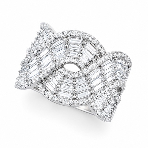 Sterling silver Suzzy design braid pattern cubic zirconia band ring 15mm wide - Image 2