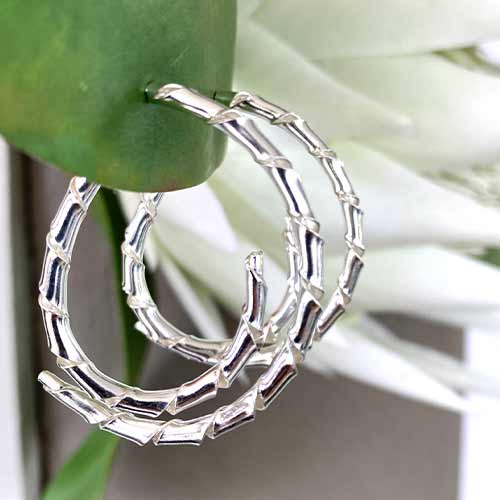 Sterling silver spiral unique hanging stud earrings 40mm long
