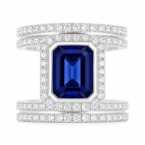 Sterling silver Amari design blue tanzanite cubic zirconia band ring 19mm wide - Image 3