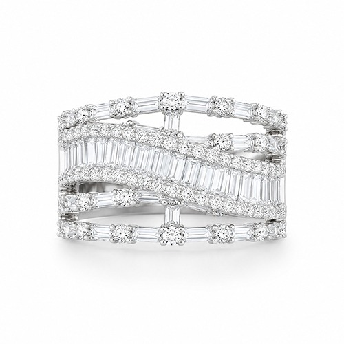 Sterling silver Kia design cubic zirconia band ring 15mm wide