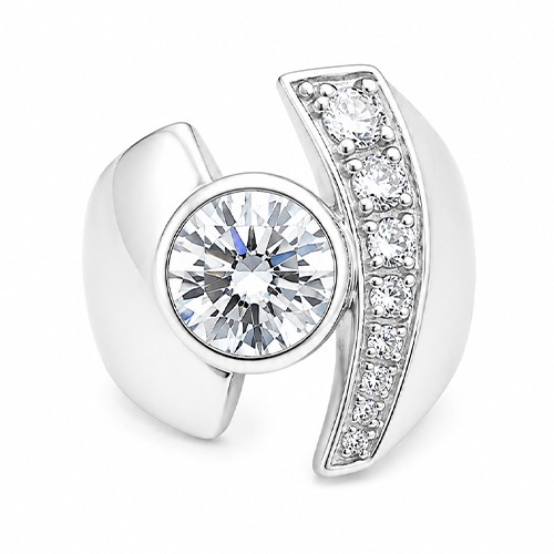Sterling silver Anna abstract design cubic zircobnia wide 23mm wide