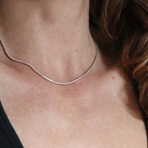 Sterling silver 2mm wide solid snake chain necklace