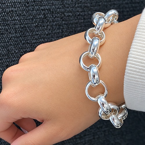 Sterling silver 16mm link size Belcher bracelet (Large link size)