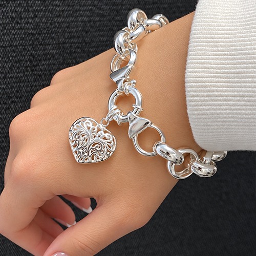 Sterling silver fillagree pattern heart charm / pendant 20mm size - Image 3