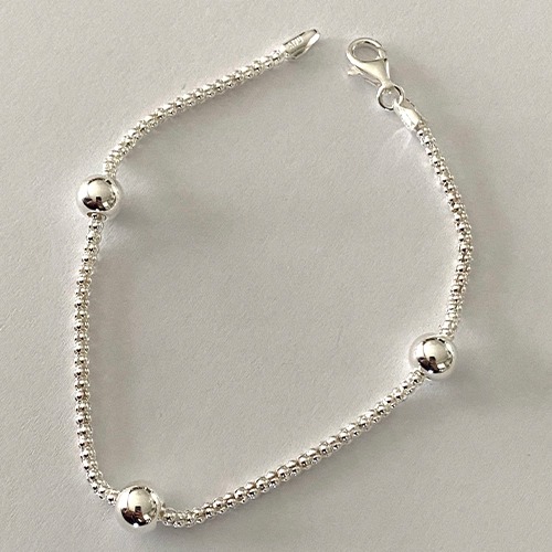 Sterling silver 3 ball popcorn chain bracelet