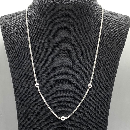 Sterling silver 3 ball popcorn necklace - Image 3