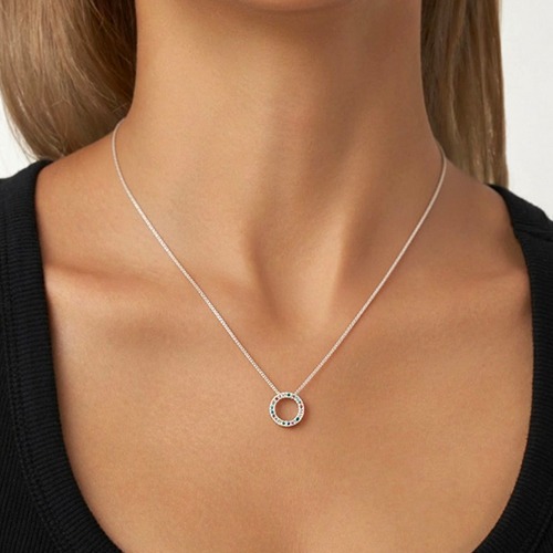 Sterling silver dainty multicolour cubic zirconia small circle of life necklace