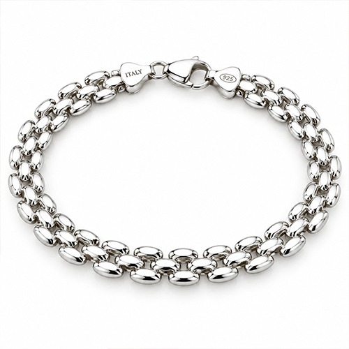 Sterling silver Annebell design square modern design flat link bracelet 10mm wide - Image 2
