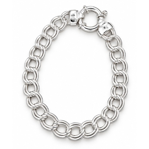 Sterling silver double link curb flat bracelet 10mm wide
