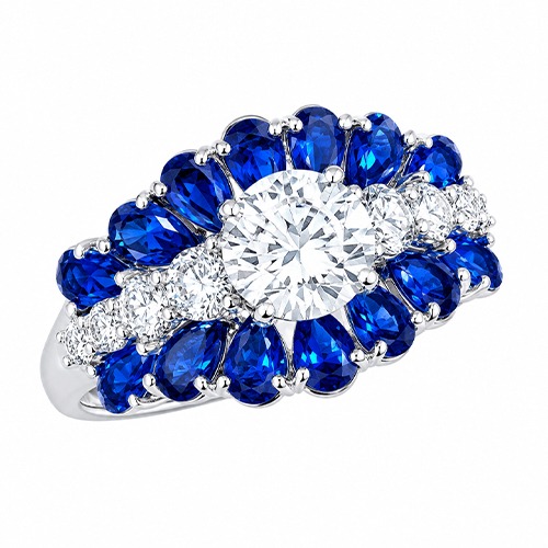 Sterling silver Alexander design blue tanzanite cubic zirconia band ring 14mm wide - Image 2