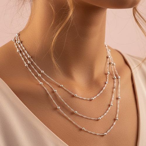 Sterling silver Singapore twist ball necklace