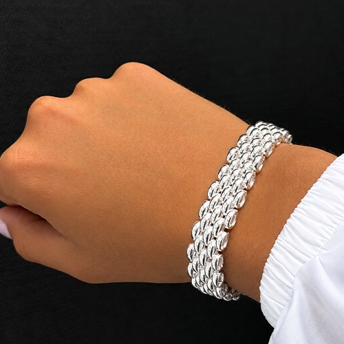 Sterling silver Miami design Italian solid linked bracelet 14mm wide
