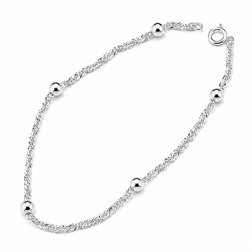 Sterling silver Singapore twist ball bracelet 4mm wide