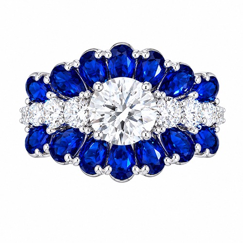 Sterling silver Alexander design blue tanzanite cubic zirconia band ring 14mm wide