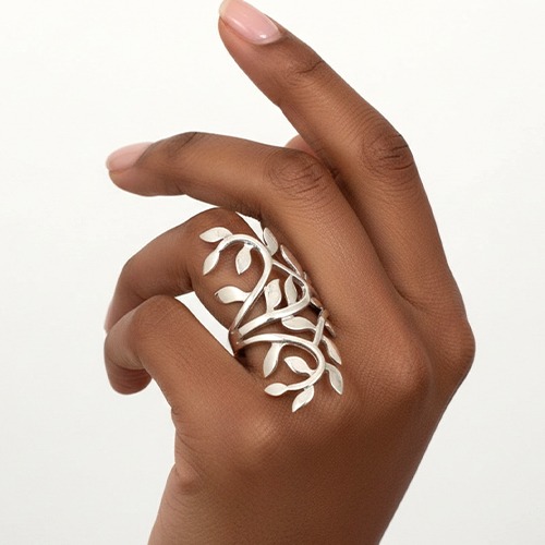 Sterling silver extravagant wide leaves design ring 45mm wide