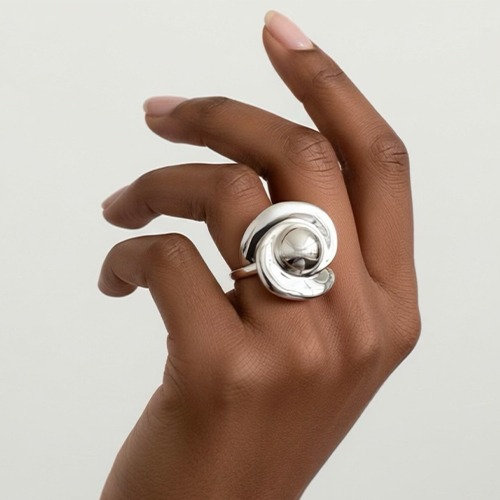 Sterling silver bulky flower ball shape ring 20mm wide