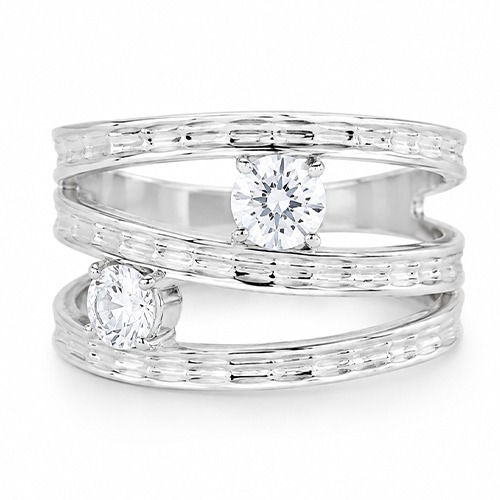 Sterling silver Jessica design simple textured cubic zirconia band ring 15mm wide