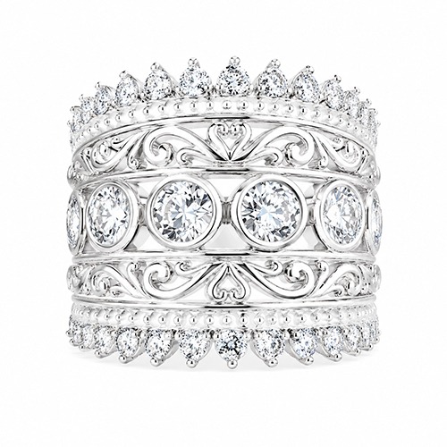 Sterling silver Arte design fillagree cubic zirconia band ring 22mm wide