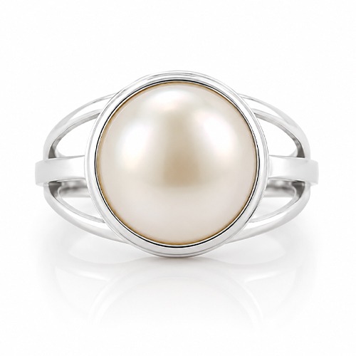 Sterling silver Gwen design Mabe pearl classic medium style triple band ring 16mm wide