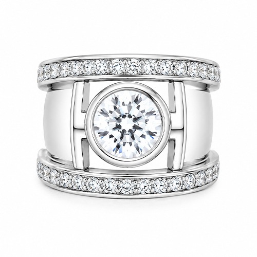 Sterling silver Paulina design cubic zirconia band ring 16mm wide