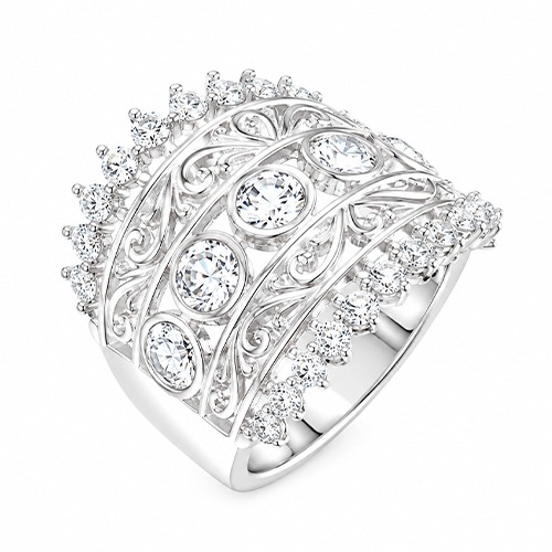 Sterling silver Arte design fillagree cubic zirconia band ring 22mm wide - Image 4