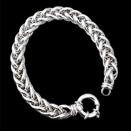 Sterling silver braided wheat chain bracelet 10mm wide
