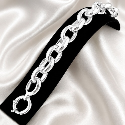 Sterling silver bulky oval link belcher bracelet 20mm link size