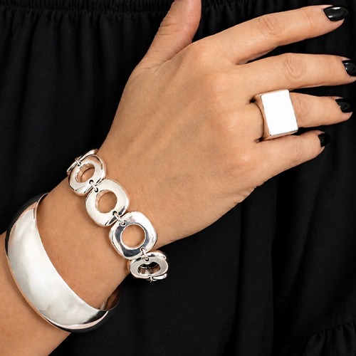 Sterling silver bold square silver ring 17mm wide