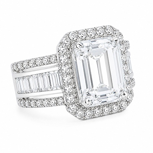 Sterling silver Emma design emerald cut cubic zirconia band ring 14mm wide - Image 2
