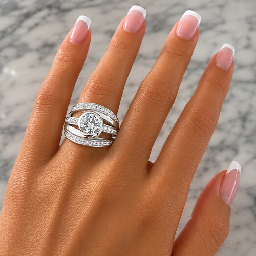 Sterling silver Damita design cubic zirconia band ring 17mm wide