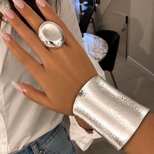 Sterling silver Gladiator style wide solid cuff bangle 85mm wide