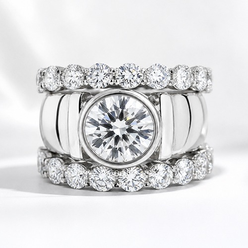 Sterling silver Landi design cubic zirconia stack ring (3 ring stack) 20mm wide